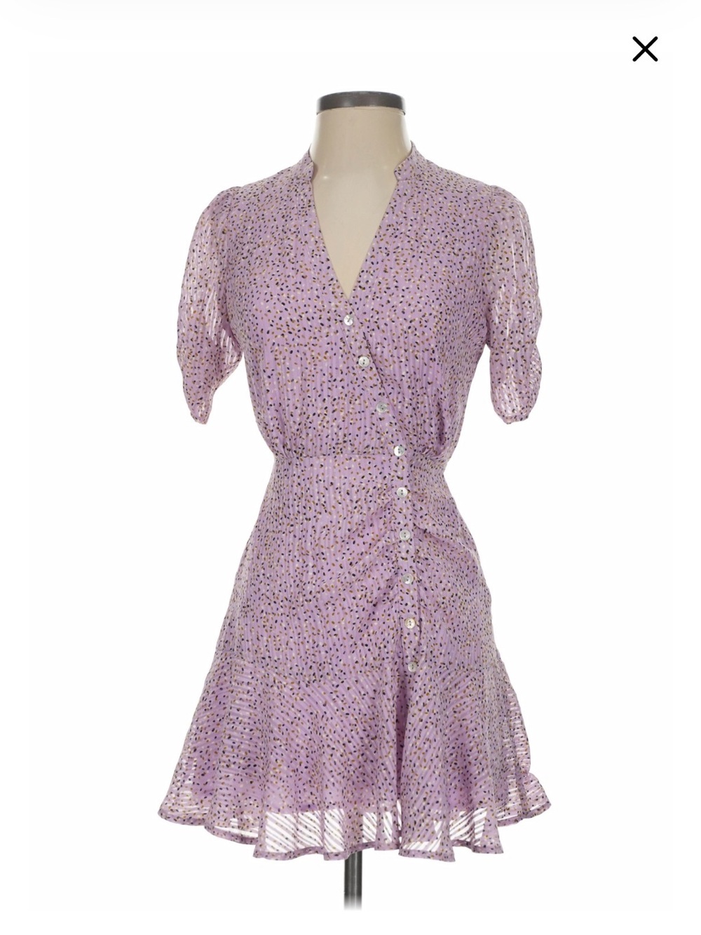 Buttoned Down Polka Dot Dress in Lavender Dot
